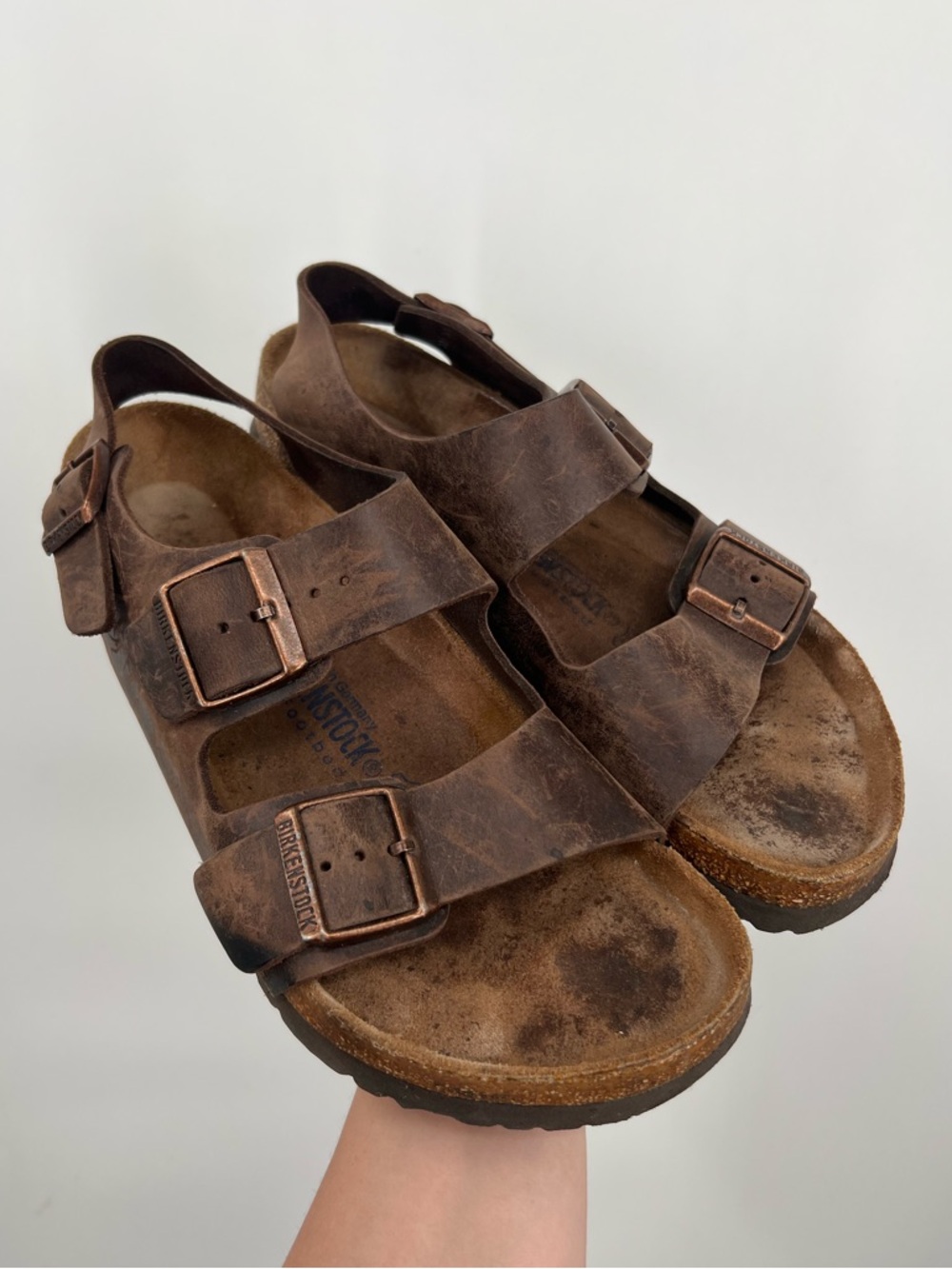 Birkenstock Milano Oiled Brown Leather Sandals 40